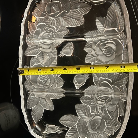 Vintage Mikasa Studio Nova Winter Rose Frosted Crystal Divided Serving Dish - Picture 6 of 6